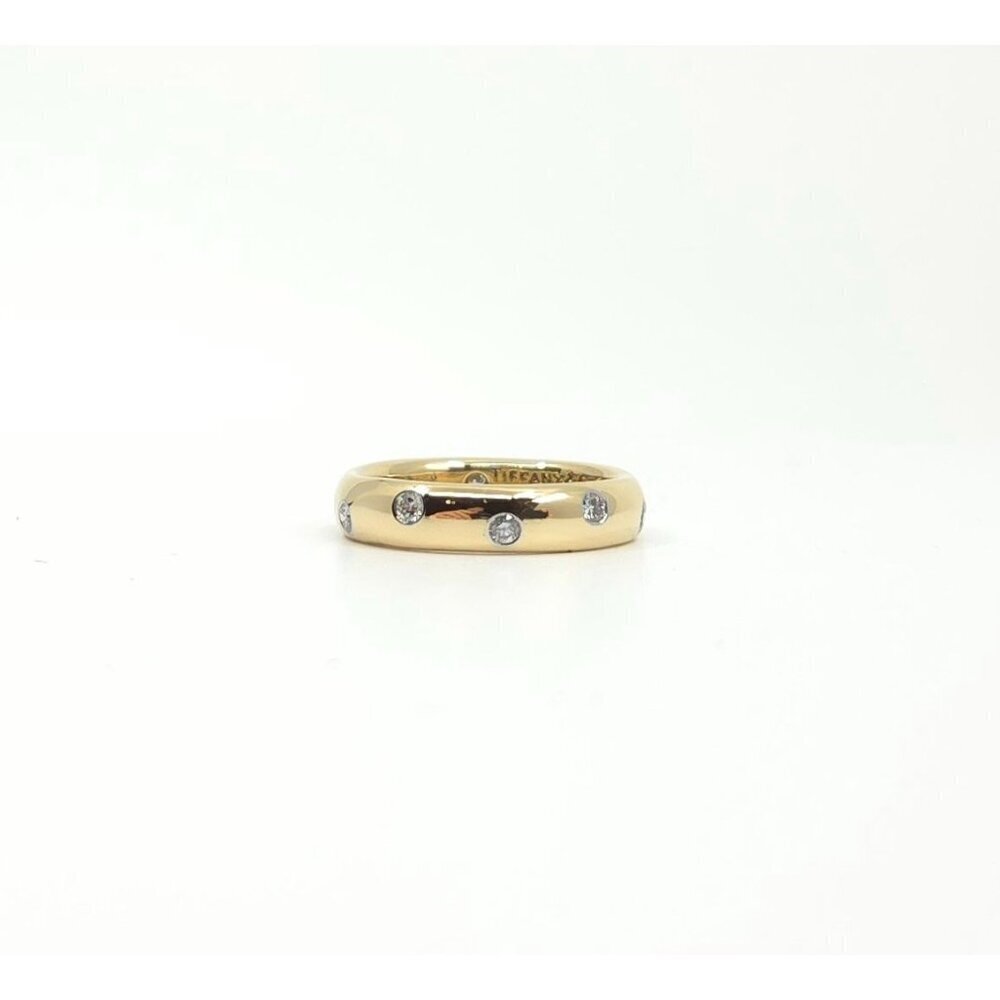 Tiffany & Co Platinum and 18kt Yellow Gold Etoile Diamond Band 4mm Size 5